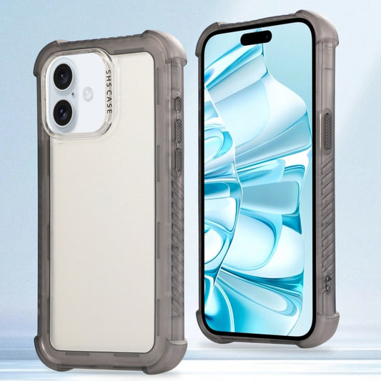 For iPhone 16 Plus Transparent Matte TPU Hybrid PC 3-in-1 Phone Case(Grey) - iPhone 16 Plus Cases by buy2fix | Online Shopping UK | buy2fix