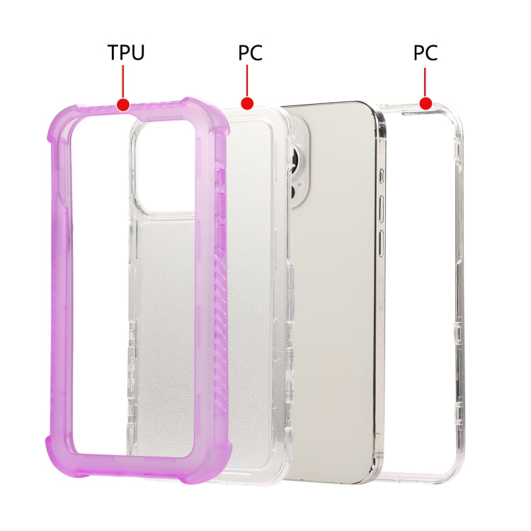 For iPhone 16 Pro Transparent Matte TPU Hybrid PC 3-in-1 Phone Case(Blue) - iPhone 16 Pro Cases by buy2fix | Online Shopping UK | buy2fix