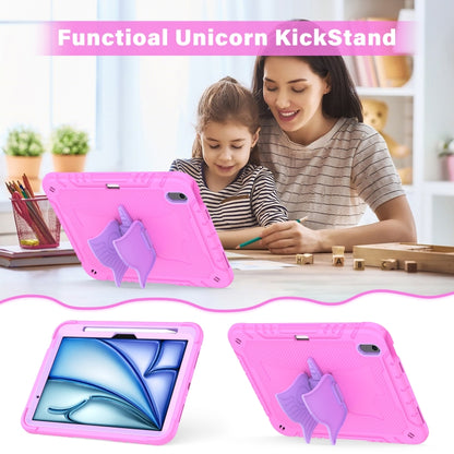 For iPad Air 11 2024 Kickstand PC Hybrid Silicone Tablet Case with Strap(Pink Purple) - iPad Air 11 2024 Cases by buy2fix | Online Shopping UK | buy2fix