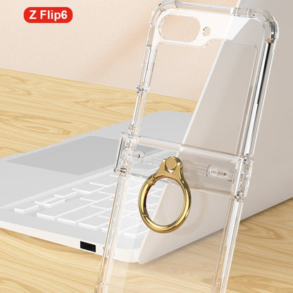 For Samsung Galaxy Z Flip6 GKK Clear Airbag Hinge Full Coverage Phone Case with Ring / Metal Chain(Silver) - Galaxy Z Flip6 5G Cases by GKK | Online Shopping UK | buy2fix