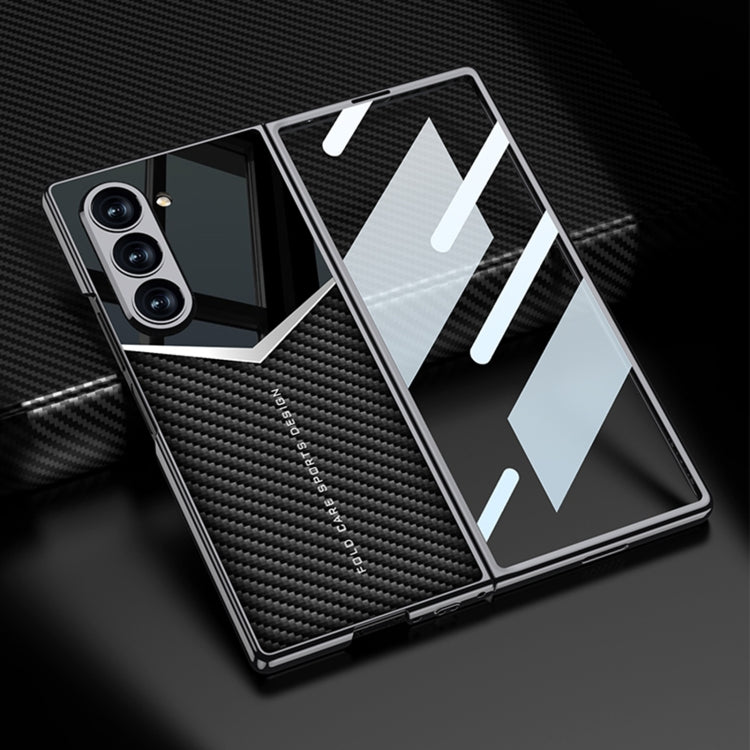 For Samsung Galaxy Z Fold6 GKK Integrated Plating Leather Knight Full Coverage Phone Case(Carbon Fibre) - Galaxy Z Fold6 5G Cases by GKK | Online Shopping UK | buy2fix