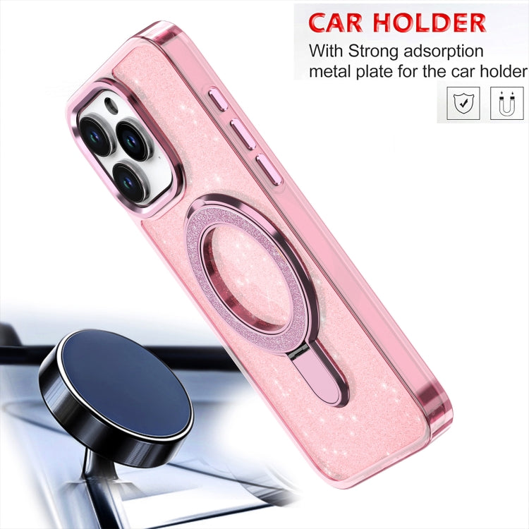 For iPhone 16 Plus Glitter Ring Holder MagSafe Phone Case(Pink) - iPhone 16 Plus Cases by buy2fix | Online Shopping UK | buy2fix