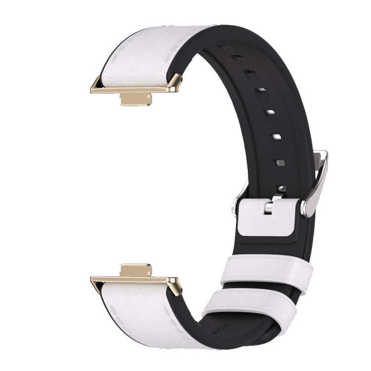 For Huawei Watch Fit3 MIJOBS TPU Leather Watch Band(White Light Gold) - Watch Bands by MIJOBS | Online Shopping UK | buy2fix