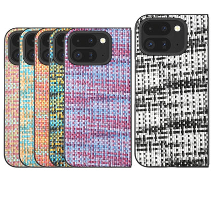 For Google Pixel 9 Pro Fold Black Frame Color Lattice Texture PU Phone Case(Tangerine) - Google Cases by buy2fix | Online Shopping UK | buy2fix