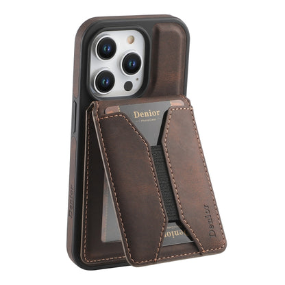 For iPhone 13 Pro Denior D17 Skin Feel MagSafe Detachable Card Slot Phone Case(Brown) - iPhone 13 Pro Cases by Denior | Online Shopping UK | buy2fix