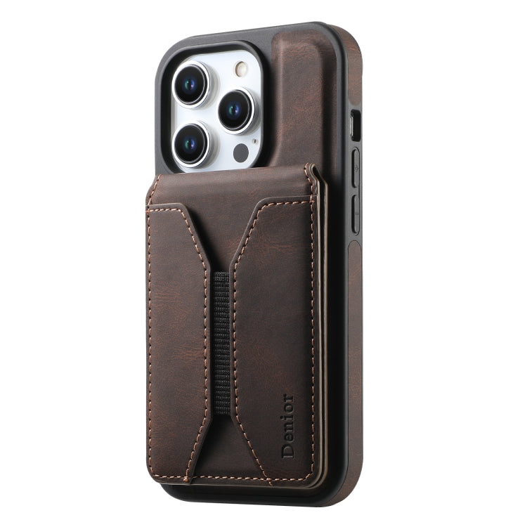 For iPhone 16 Denior D17 Skin Feel MagSafe Detachable Card Slot Phone Case(Brown) - iPhone 16 Cases by Denior | Online Shopping UK | buy2fix