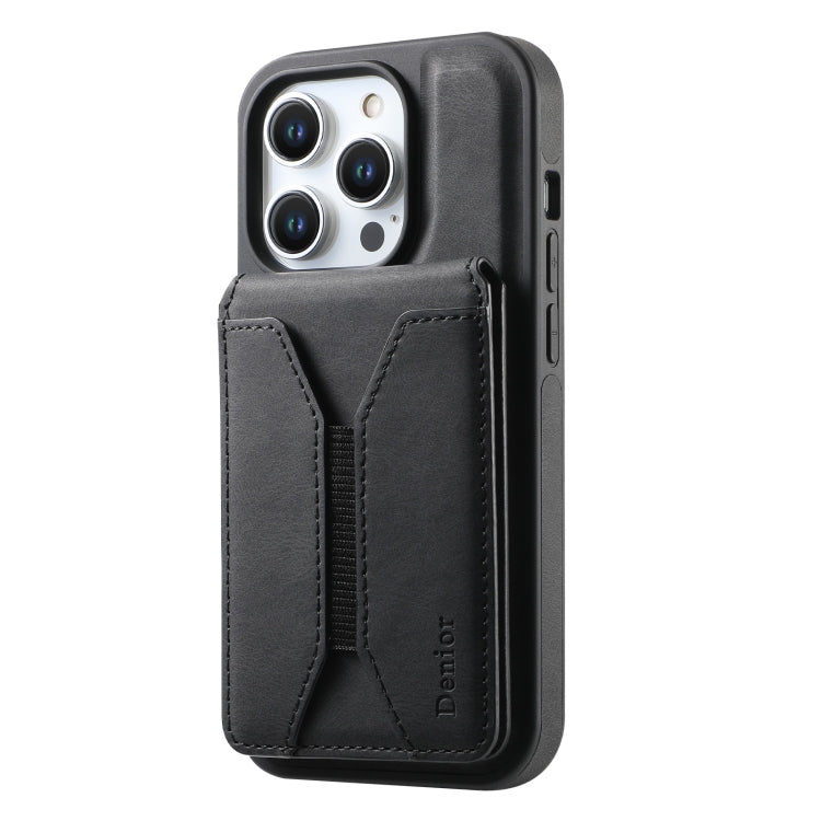 For iPhone 16 Plus Denior D17 Skin Feel MagSafe Detachable Card Slot Phone Case(Black) - iPhone 16 Plus Cases by Denior | Online Shopping UK | buy2fix