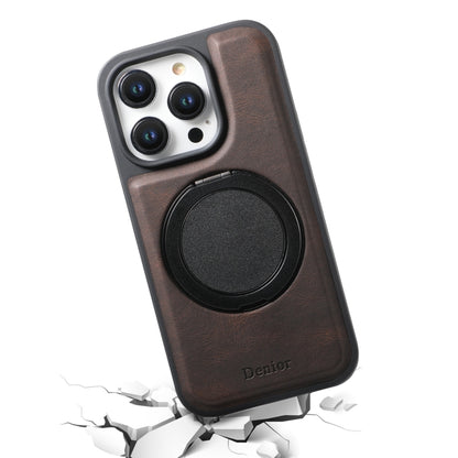 For iPhone 15 Denior A14 Skin Feel Rotating Holder MagSafe Phone Case(Brown) - iPhone 15 Cases by Denior | Online Shopping UK | buy2fix