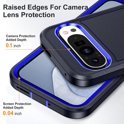 For Google Pixel 9 Pro Rugged PC + Silicone Phone Case with Holder(Dark Blue+Royal Blue) - Google Cases by buy2fix | Online Shopping UK | buy2fix