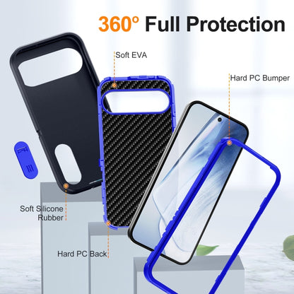 For Google Pixel 9 Rugged PC + Silicone Phone Case with Holder(Dark Blue+Royal Blue) - Google Cases by buy2fix | Online Shopping UK | buy2fix