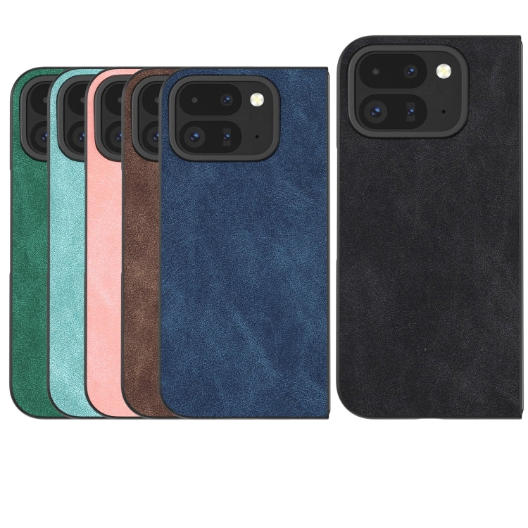 For Google Pixel 9 Pro Fold Black Frame PU Leather Full Coverage Phone Case(Coffee) - Google Cases by buy2fix | Online Shopping UK | buy2fix