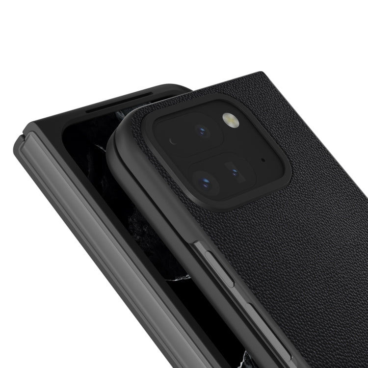 For Google Pixel 9 Pro Fold ABEEL Genuine Leather Elegant Black Edge Phone Case(Black) - Google Cases by buy2fix | Online Shopping UK | buy2fix