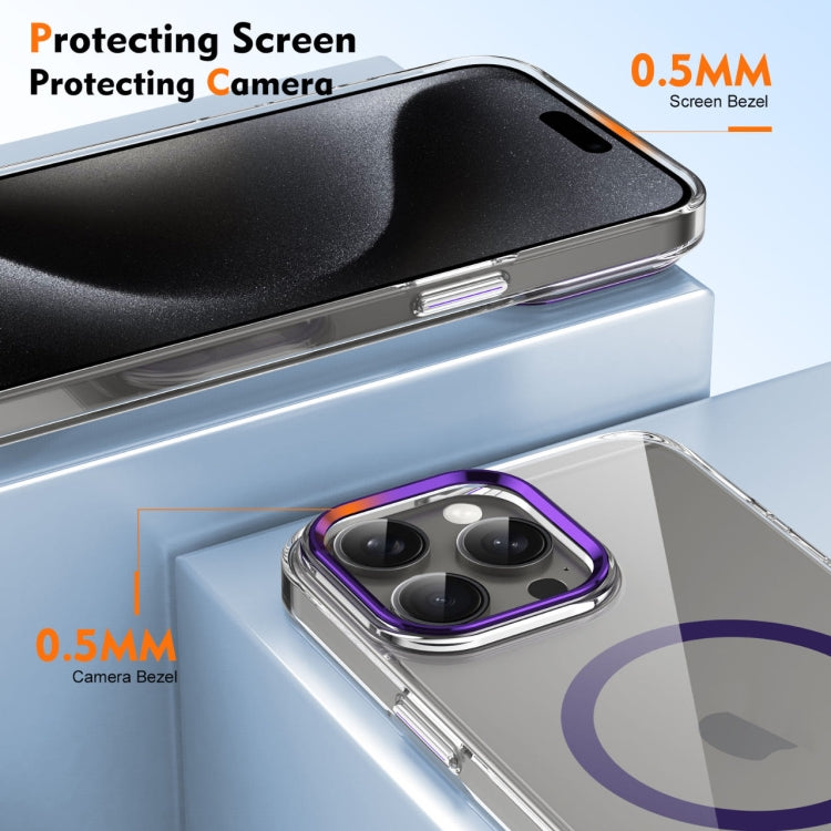 For iPhone 12 Pro Max Ice Feel HD Transparent MagSafe PC Full Coverage Phone Case(Purple) - iPhone 12 Pro Max Cases by buy2fix | Online Shopping UK | buy2fix