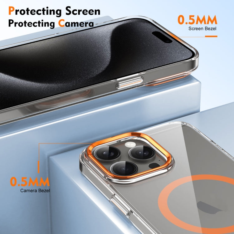 For iPhone 16 Pro Max Ice Feel HD Transparent MagSafe PC Full Coverage Phone Case(Orange) - iPhone 16 Pro Max Cases by buy2fix | Online Shopping UK | buy2fix