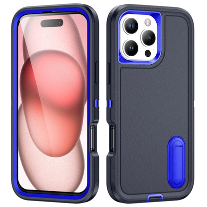 For iPhone 16 Pro Max Rugged PC + Silicone Phone Case with Holder(Dark Blue+Royal Blue) - iPhone 16 Pro Max Cases by buy2fix | Online Shopping UK | buy2fix