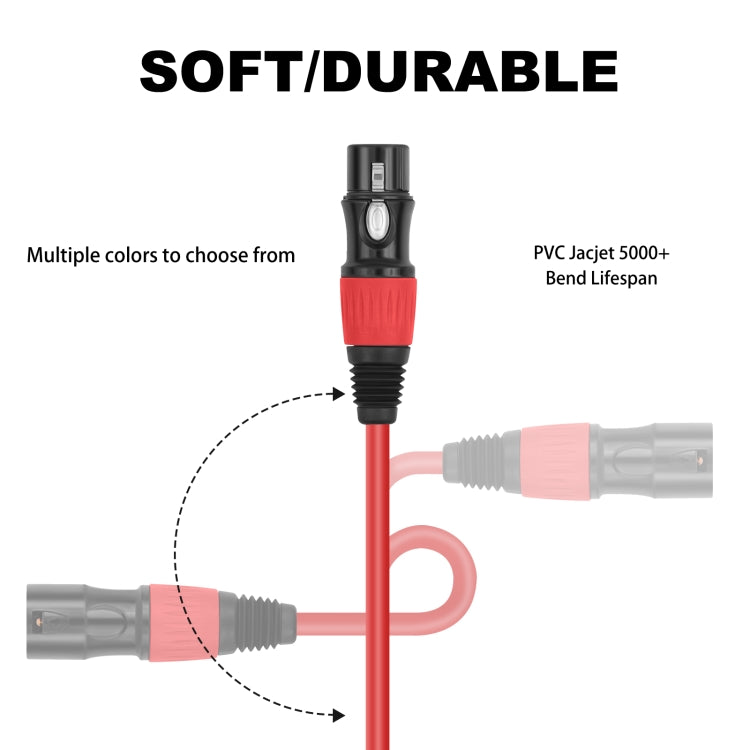 JC1015 XLR 3pin Male to Female Audio Cable, Length:3m(Red) - Microphone Audio Cable & Connector by buy2fix | Online Shopping UK | buy2fix