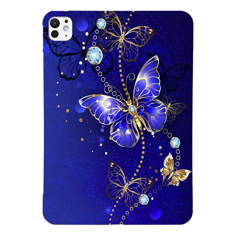 For iPad Pro 11 2024 Color Painting Pattern Smart Tablet TPU Case(Blue Butterfly) - iPad Pro 11 2024 Cases by buy2fix | Online Shopping UK | buy2fix