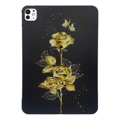 For iPad Pro 13 2024 Color Painting Pattern Smart Tablet TPU Case(Golden Rose) - iPad Pro 13 2024 Cases by buy2fix | Online Shopping UK | buy2fix