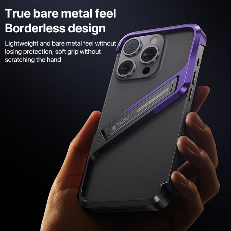 For iPhone 16 Pro Max S-shaped Stand Frameless Metal Phone Case(Black Purple) - iPhone 16 Pro Max Cases by buy2fix | Online Shopping UK | buy2fix