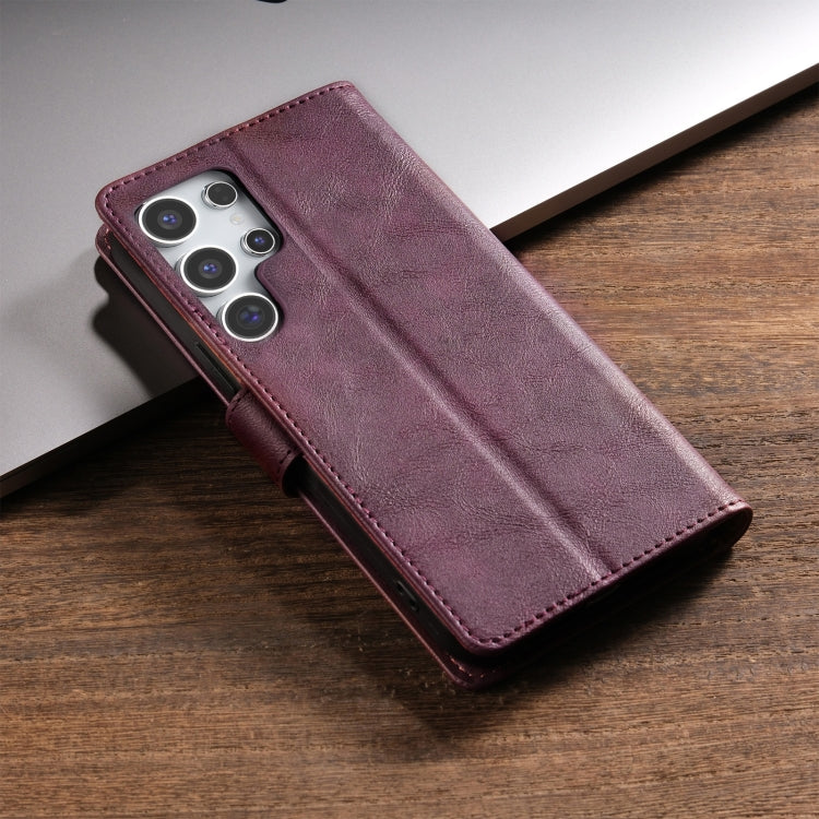 For Samsung Galaxy S24 Ultra 5G N.BEKUS CSJ-P1 Solid Color Leather Phone Case(Wine Red) - Galaxy S24 Ultra 5G Cases by N.BEKUS | Online Shopping UK | buy2fix