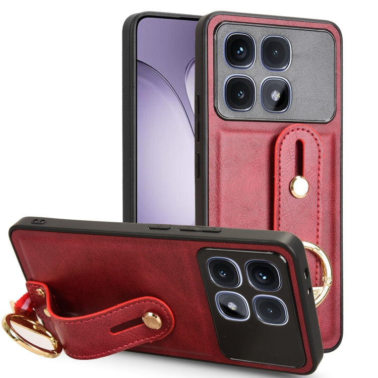 For Redmi K70 Ultra Wristband Leather Back Phone Case(Red) - Xiaomi Cases by buy2fix | Online Shopping UK | buy2fix