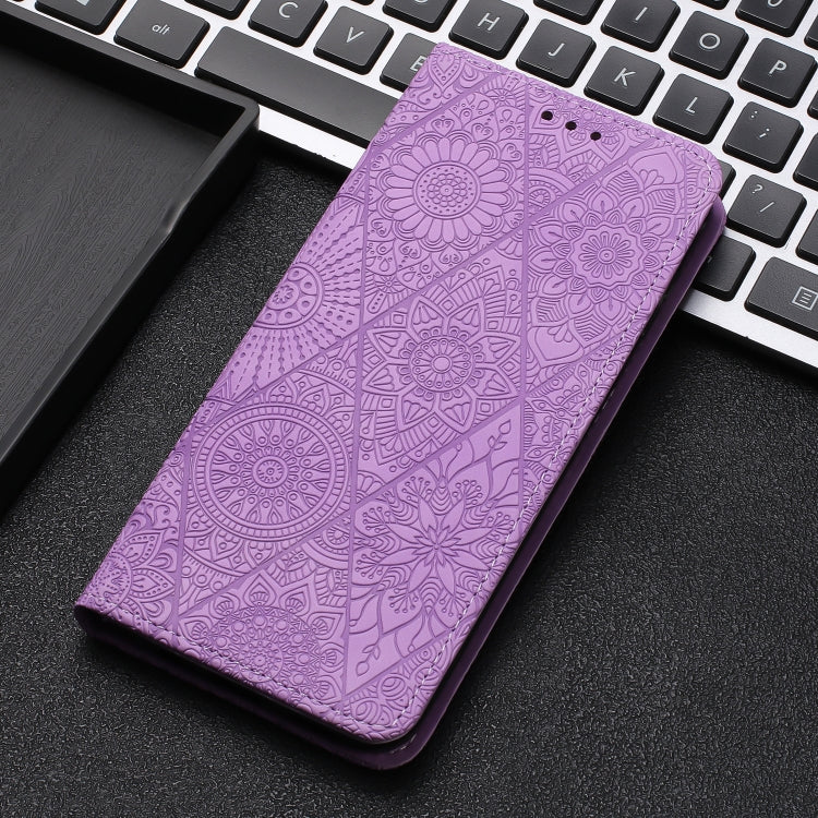 For Google Pixel 9 / 9 Pro Ethnic Embossed Adsorption Leather Phone Case(Purple) - Google Cases by buy2fix | Online Shopping UK | buy2fix