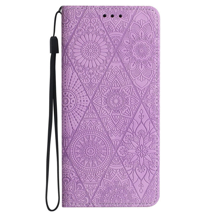 For Google Pixel 9 / 9 Pro Ethnic Embossed Adsorption Leather Phone Case(Purple) - Google Cases by buy2fix | Online Shopping UK | buy2fix