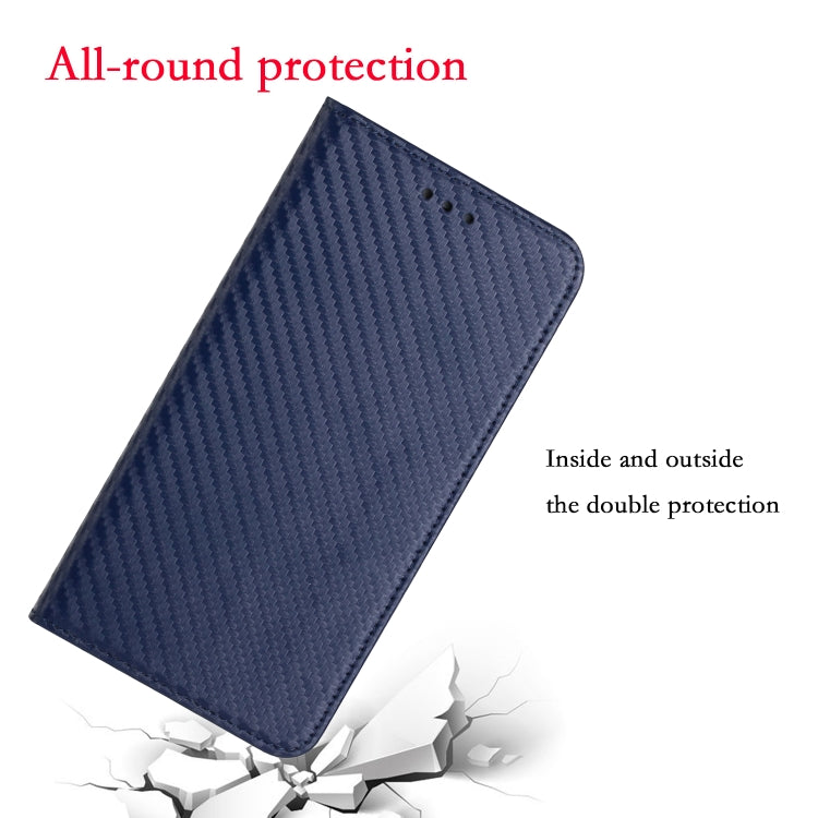 For iPhone 16 Pro Carbon Fiber Texture Magnetic Flip Leather Phone Case(Blue) - iPhone 16 Pro Cases by buy2fix | Online Shopping UK | buy2fix