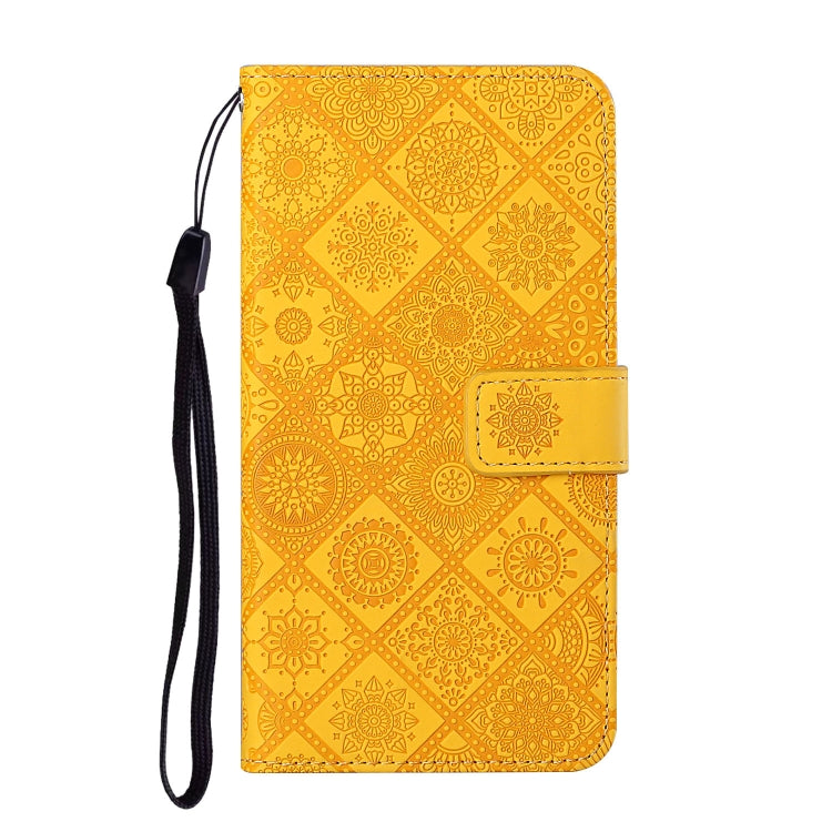 For Samsung Galaxy S25 Ultra 5G Ethnic Style Embossed Pattern Leather Phone Case(Yellow) - Galaxy S25 Ultra 5G Cases by buy2fix | Online Shopping UK | buy2fix