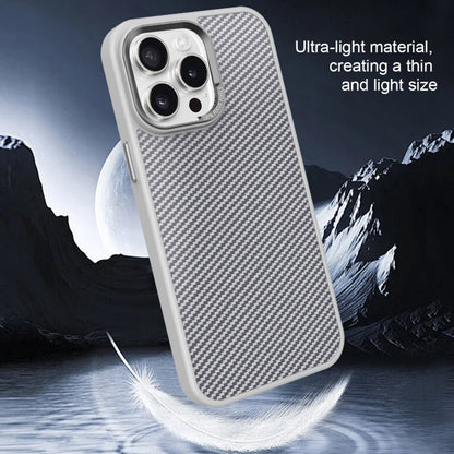 For iPhone 13 Carbon Fiber Texture MagSafe Magnetic Shockproof Phone Case(Grey) - iPhone 13 Cases by buy2fix | Online Shopping UK | buy2fix