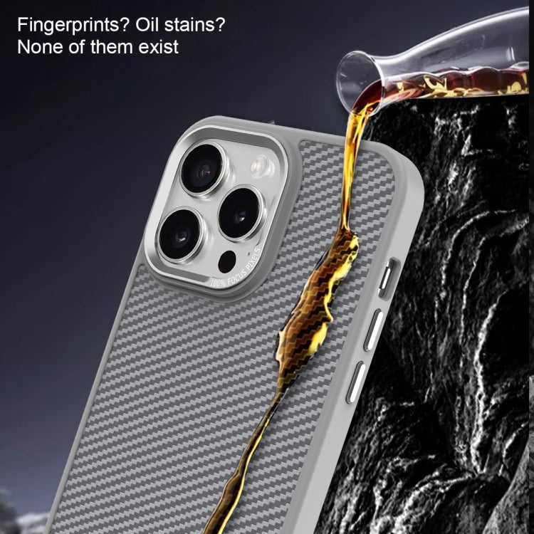 For iPhone 16 Plus Carbon Fiber Texture MagSafe Magnetic Shockproof Phone Case(Grey) - iPhone 16 Plus Cases by buy2fix | Online Shopping UK | buy2fix