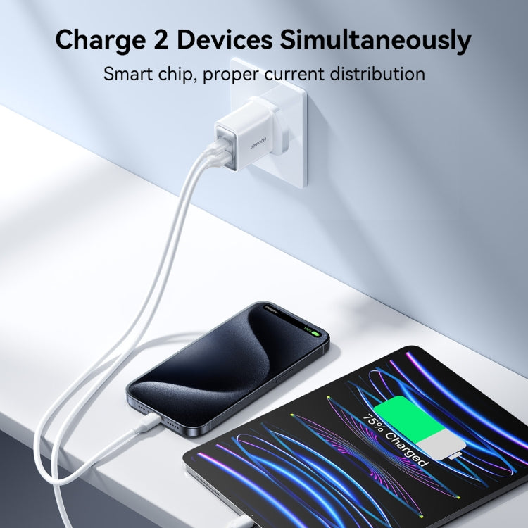 JOYROOM JR-TCF15 30W USB+USB-C / Type-C Fast Charger, Specification:UK Plug(White) - USB Charger by JOYROOM | Online Shopping UK | buy2fix