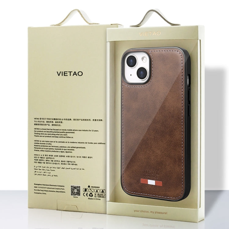 For iPhone 15 Pro Max VIETAO Plain Leather Stitching PU Phone Case(Black) - iPhone 15 Pro Max Cases by VIETAO | Online Shopping UK | buy2fix