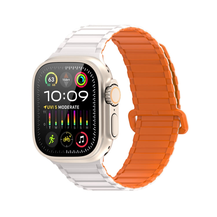 For Apple Watch SE 44mm DUX DUCIS KJ Series Magnetic Buckle Silicone Watch Band(Starlight Orange) - Watch Bands by DUX DUCIS | Online Shopping UK | buy2fix