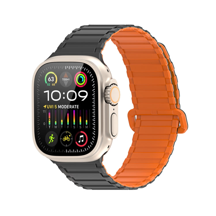 For Apple Watch 42mm DUX DUCIS KJ Series Magnetic Buckle Silicone Watch Band(Black Orange) - Watch Bands by DUX DUCIS | Online Shopping UK | buy2fix