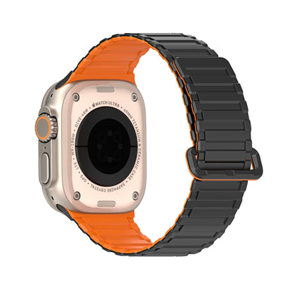 For Apple Watch 42mm DUX DUCIS KJ Series Magnetic Buckle Silicone Watch Band(Black Orange) - Watch Bands by DUX DUCIS | Online Shopping UK | buy2fix