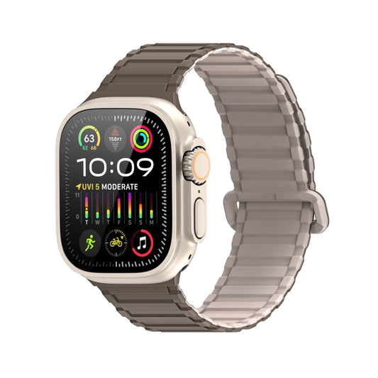 For Apple Watch 42mm DUX DUCIS KJ Series Magnetic Buckle Silicone Watch Band(Brown Grey) - Watch Bands by DUX DUCIS | Online Shopping UK | buy2fix