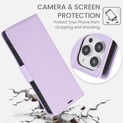 For iPhone 16 Pro Max Side Buckle RFID Anti-theft Leather Phone Case(Light Purple) - iPhone 16 Pro Max Cases by buy2fix | Online Shopping UK | buy2fix