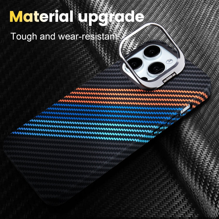 For iPhone 13 Carbon Fiber Lens Holder MagSafe Magnetic Phone Case(Black) - iPhone 13 Cases by buy2fix | Online Shopping UK | buy2fix