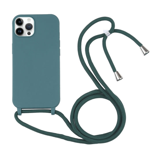 For iPhone 16 Pro Max Candy Colors TPU Protective Phone Case with Lanyard(Dark Green) - iPhone 16 Pro Max Cases by buy2fix | Online Shopping UK | buy2fix