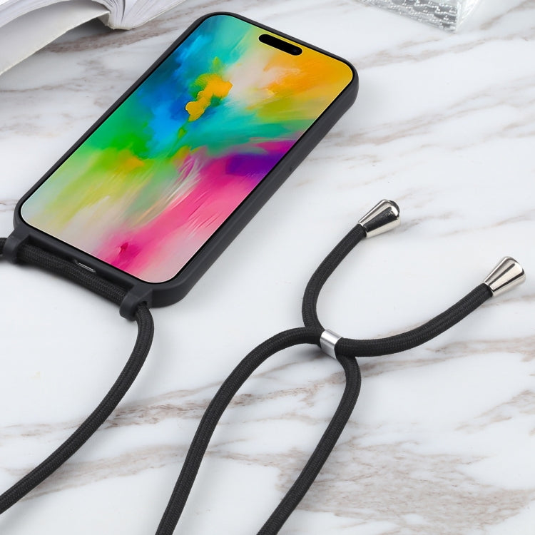 For iPhone 16 Pro Max Candy Colors TPU Protective Phone Case with Lanyard(Black) - iPhone 16 Pro Max Cases by buy2fix | Online Shopping UK | buy2fix