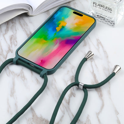 For iPhone 16 Pro Candy Colors TPU Protective Phone Case with Lanyard (Dark Green) - iPhone 16 Pro Cases by buy2fix | Online Shopping UK | buy2fix