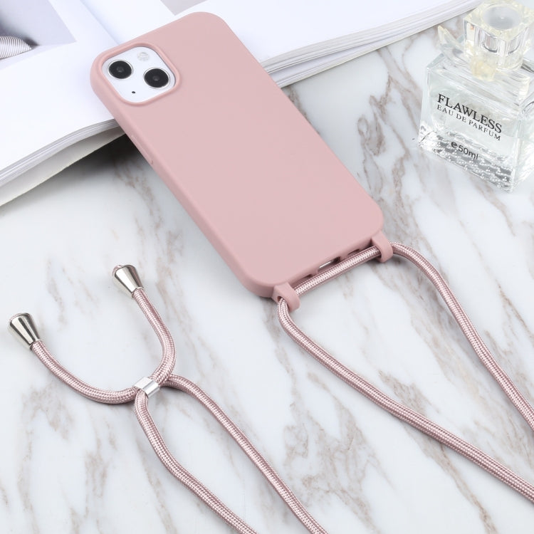 For iPhone 16 Plus Candy Colors TPU Protective Phone Case with Lanyard(Rose Gold) - iPhone 16 Plus Cases by buy2fix | Online Shopping UK | buy2fix