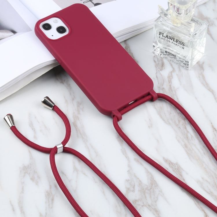 For iPhone 16 Candy Colors TPU Protective Phone Case with Lanyard(Red) - iPhone 16 Cases by buy2fix | Online Shopping UK | buy2fix