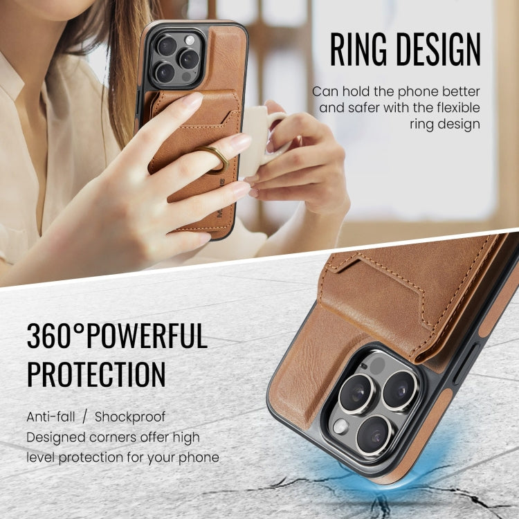 For iPhone 15 DG.MING K1 MagSafe Detachable Wallet RFID Back Cover Phone Case(Brown) - iPhone 15 Cases by DG.MING | Online Shopping UK | buy2fix