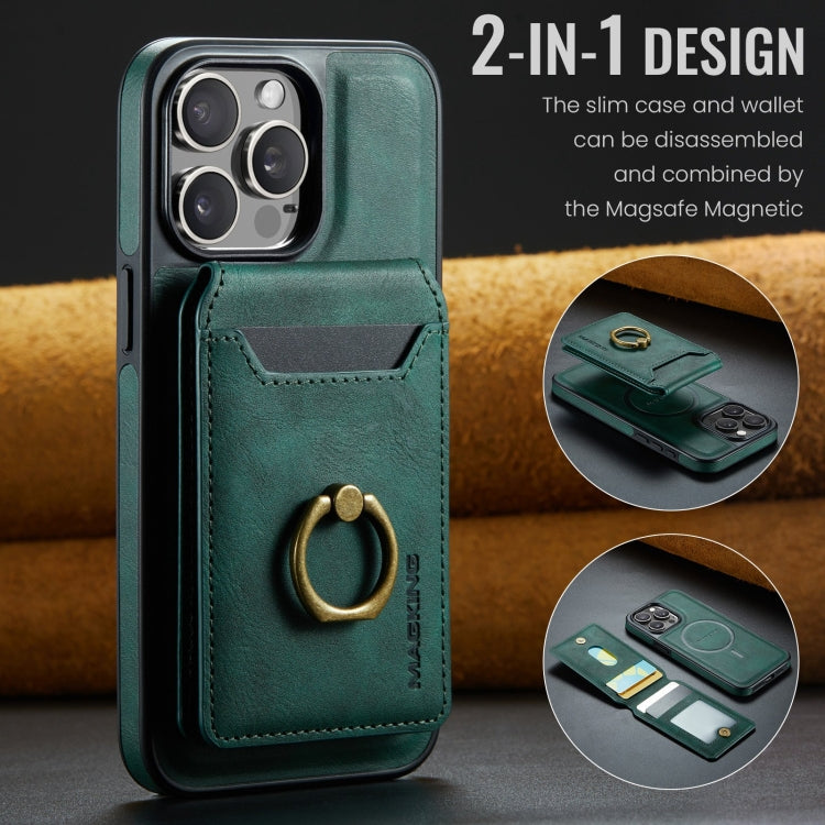 For iPhone 14 DG.MING K1 MagSafe Detachable Wallet RFID Back Cover Phone Case(Green) - iPhone 14 Cases by DG.MING | Online Shopping UK | buy2fix