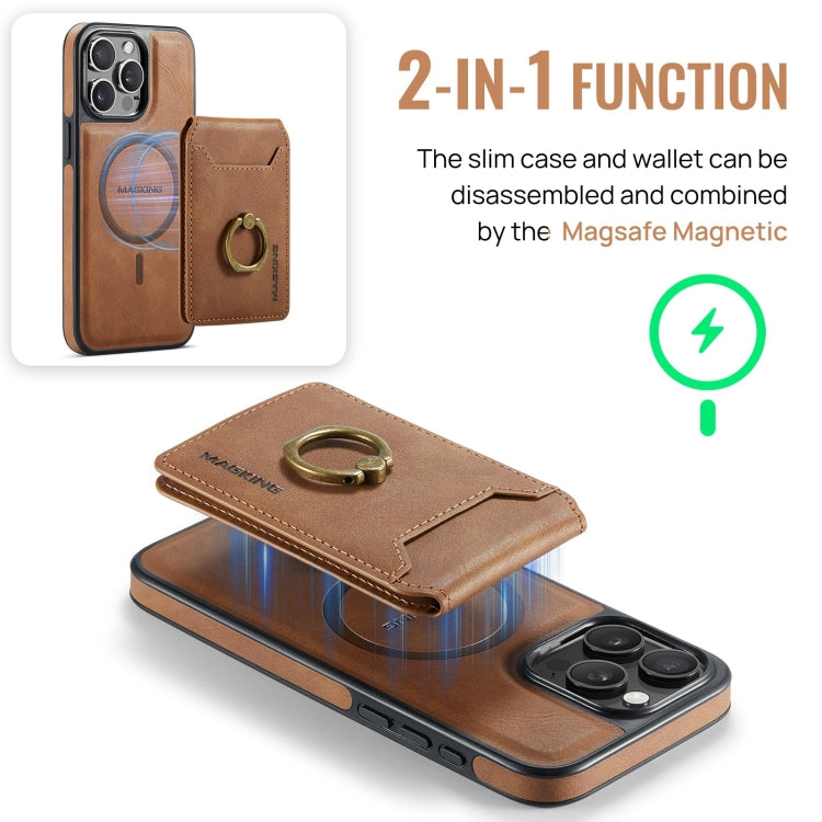 For iPhone 14 Pro Max DG.MING K1 MagSafe Detachable Wallet RFID Back Cover Phone Case(Brown) - iPhone 14 Pro Max Cases by DG.MING | Online Shopping UK | buy2fix