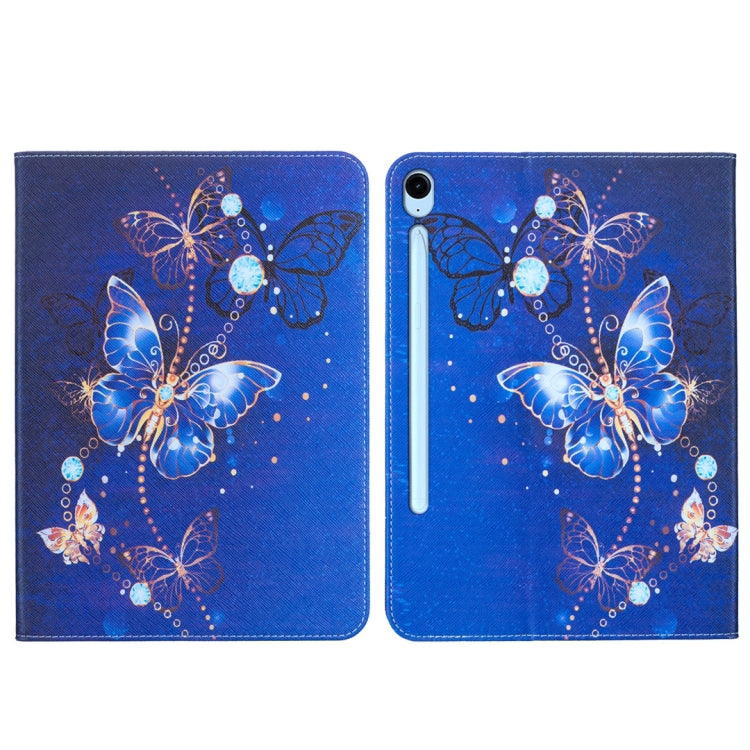 For Samsung Galaxy Tab S9 / S9 FE Colored Drawing Leather Tablet Case(Purple Butterfly) - Galaxy Tab S9 Cases by buy2fix | Online Shopping UK | buy2fix