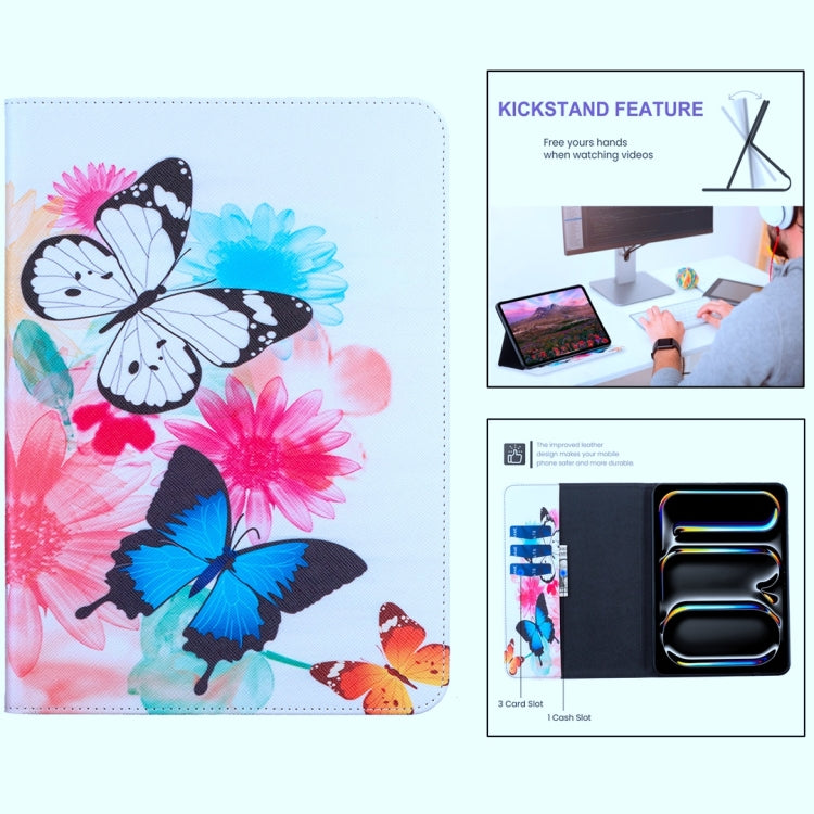 For Samsung Galaxy Tab S9 / S9 FE Colored Drawing Leather Tablet Case(Two Butterflies) - Galaxy Tab S9 Cases by buy2fix | Online Shopping UK | buy2fix