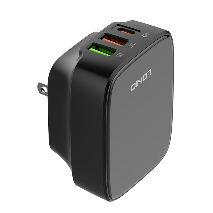 LDNIO Q334 32W Type-C + Dual USB Port Charger with 1m USB-C / Type-C Data Cable, Plug Type:US Plug(Black) - USB Charger by LDNIO | Online Shopping UK | buy2fix